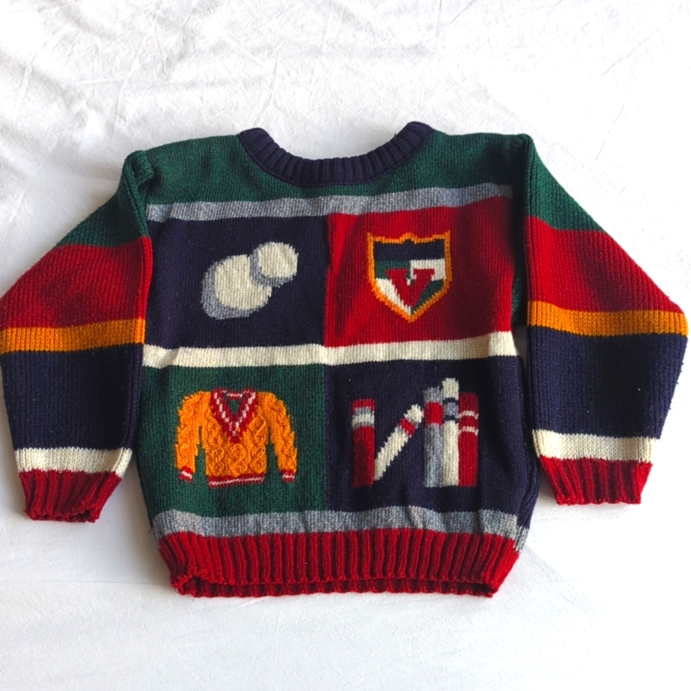 Vintage Nostalgia Toddlers Fall Sweater Ball Multicolor Books  3T